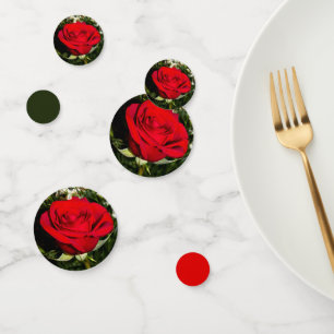 Red Roses Floral Flower Nature Photo with Green Confetti