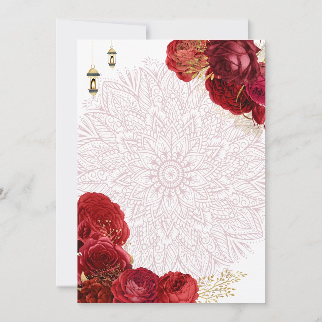 Red Roses Floral Indian Wedding Ceremony Invitation - Image 4