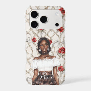 Red Roses Floral Love Black Girl Wreath iPhone 17 Pro Case