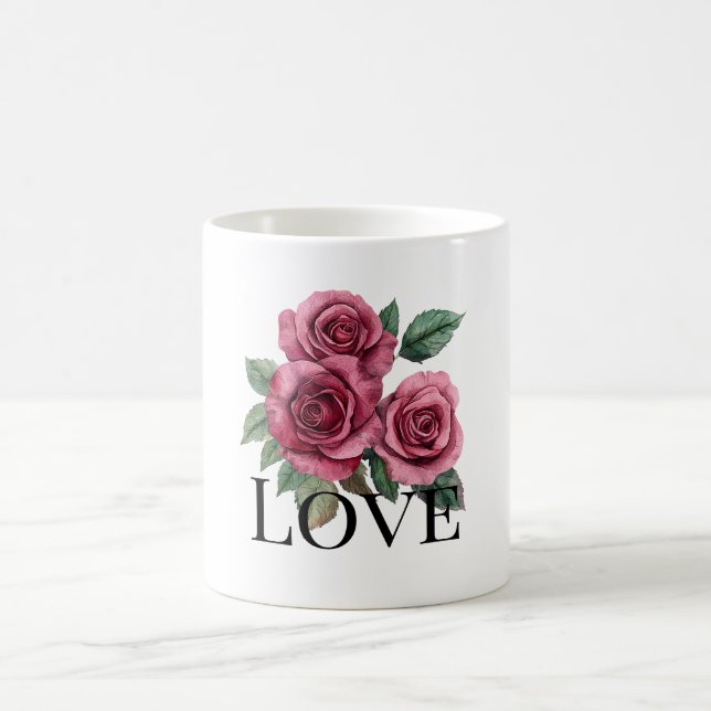 Red Roses Floral Love  Coffee Mug (Center)