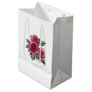 Red Roses Floral Love Medium Gift Bag