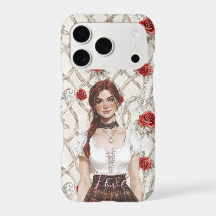 Red Roses Floral Love Red Hair Girl iPhone 17 Pro Case