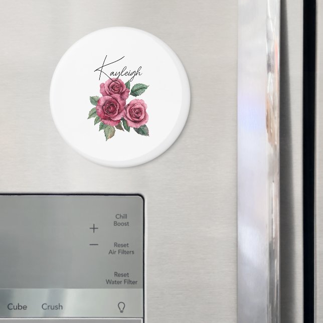 Red Roses Floral Personalized Magnet (In Situ (Fridge))