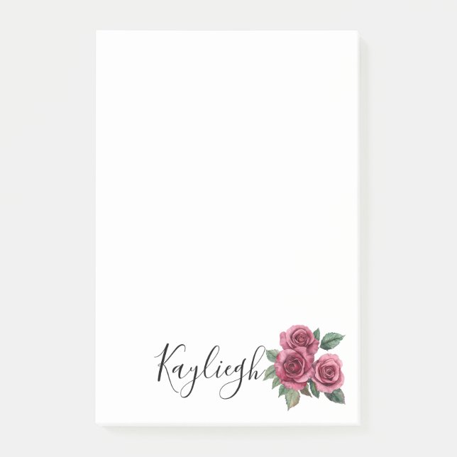 Red Roses Floral Post-it Notes (Front)