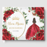 Red Roses Floral Princess Dress Gold Quinceanera Guest Book<br><div class="desc">Coordinate your party with this elegant personalized Red Roses Floral Guest Book! Personalize it easily and quickly, simply click the customize it further button to edit the texts, change fonts and fonts colors. Featuring beautiful watercolor red roses, a quince girl dressed in a sparkly red gown and red and gold...</div>