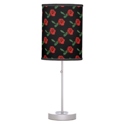 Red Roses Floral Table Lamp