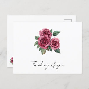 Red Roses Floral Thinking of you Postcard