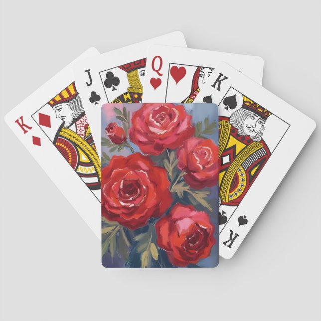 Red Roses | Floral Watercolor Painting Poker Cards (Back)