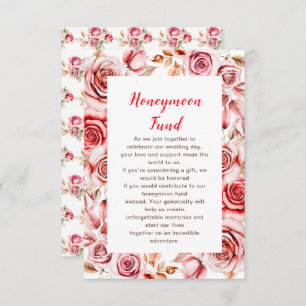 Red Roses Floral Wedding honeymoon Fund Enclosure Card