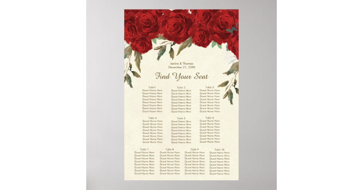 Rose Garden Floral Seating Chart