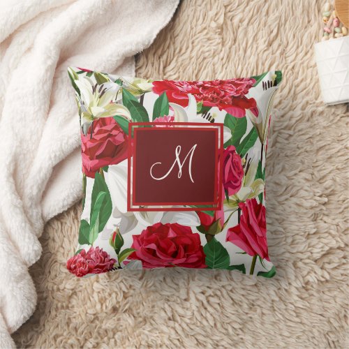 Red Roses Floral White Calla Lily Flowers Personal Throw Pillow