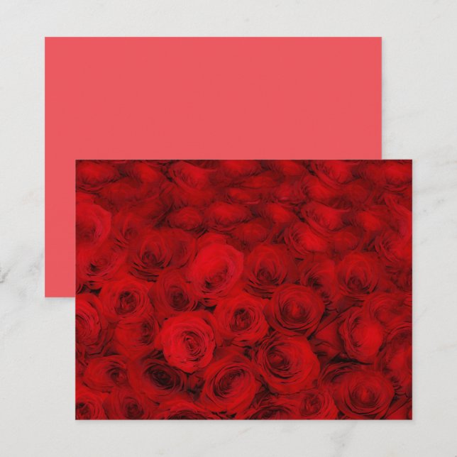 Red Roses Flower Art Bouquet Note Card Set (Front/Back)