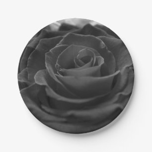 Red roses flowers floral romantic nature botanical paper plates