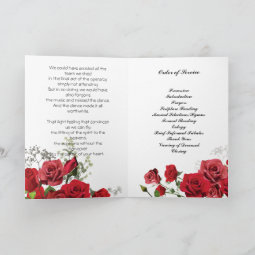 Red Roses Flowers Funeral Program | Zazzle
