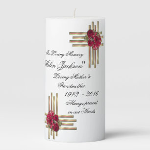 Red Roses Flowers Memorial Candles Decoration