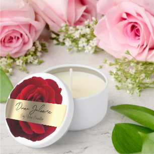 Red Roses Flowers Mini Candle Favors