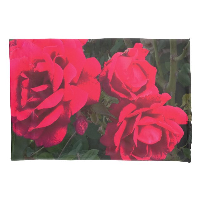 Red Roses Flowers    Pillow Case (Front)
