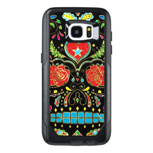 Red Roses & Flowers Sugar Skull G2 OtterBox Samsung Galaxy Case (Back)