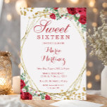 Red Roses Flowers Sweet 16th Birthday Invitation<br><div class="desc">Red Roses Flowers Sweet 16th Birthday Invitation</div>