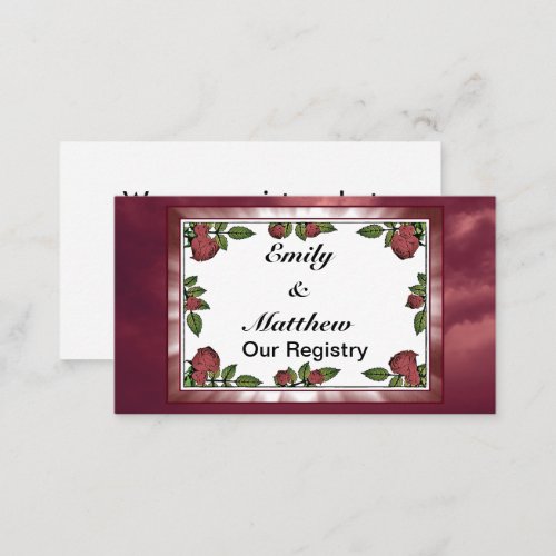 Red Roses Frame Image with Lt Red Clouds Registry Enclosure Card