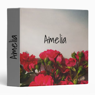 Red roses fresh buds blooming bright flowers flora 3 ring binder