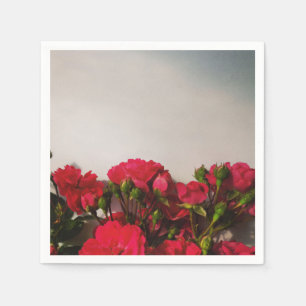 Red roses fresh buds blooming bright flowers flora napkins