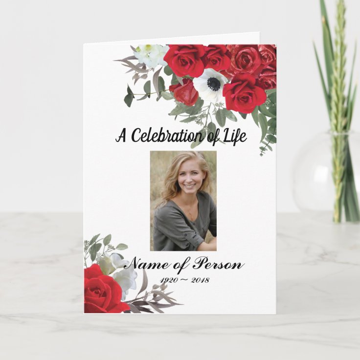 Red Roses Funeral Program | Zazzle
