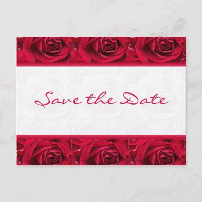 Red Roses Galore Save the Date Card (Front)