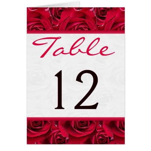 Red Roses Galore Table Number Card