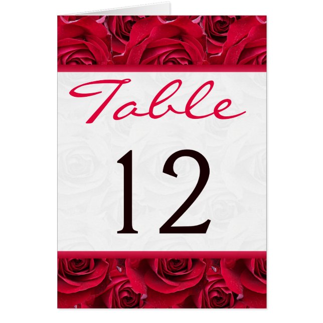 Red Roses Galore Table Number Card (Front)