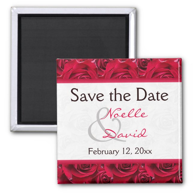 Red Roses Galore Wedding Favor Magnet (Front)