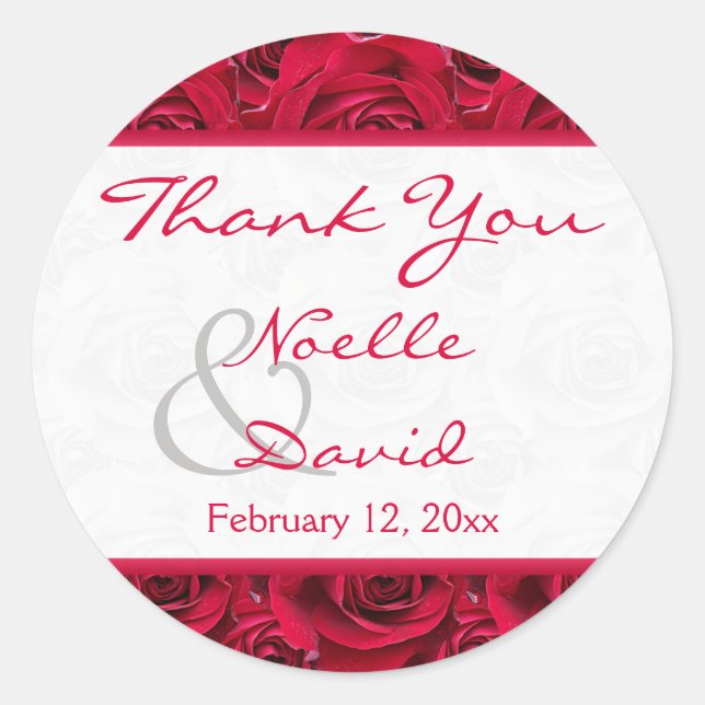 Red Roses Galore Wedding Favor Sticker (Front)