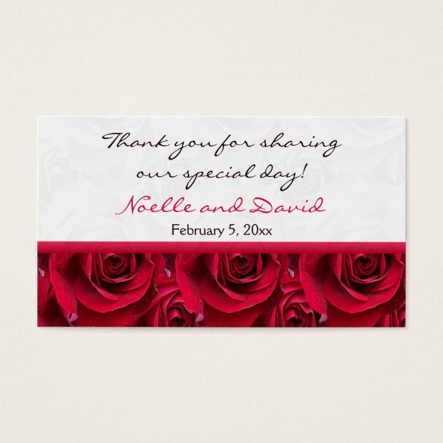 Red Roses Galore Wedding Favor Tag (Front)