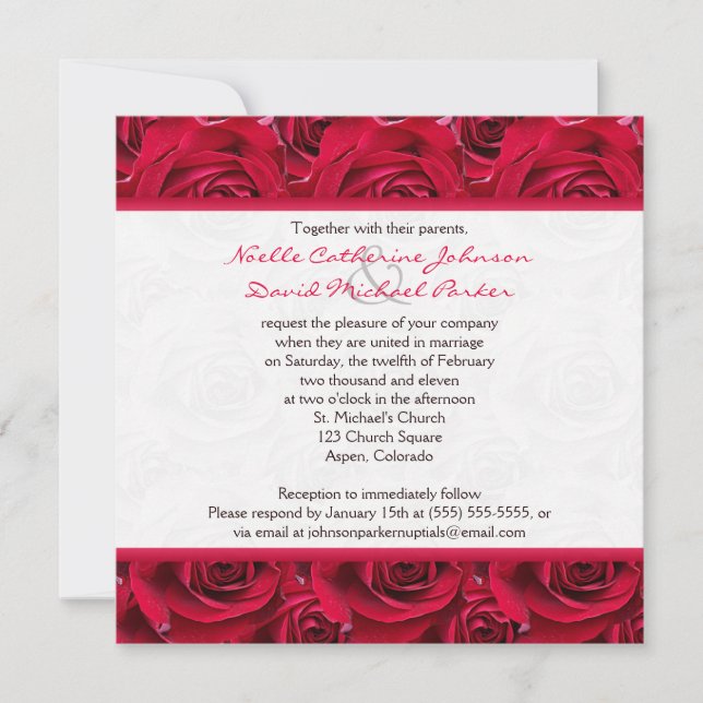 Red Roses Galore Wedding Invitation (Front)