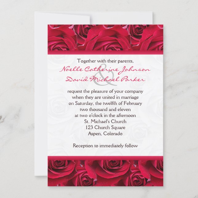 Red Roses Galore Wedding Invitation (Front)