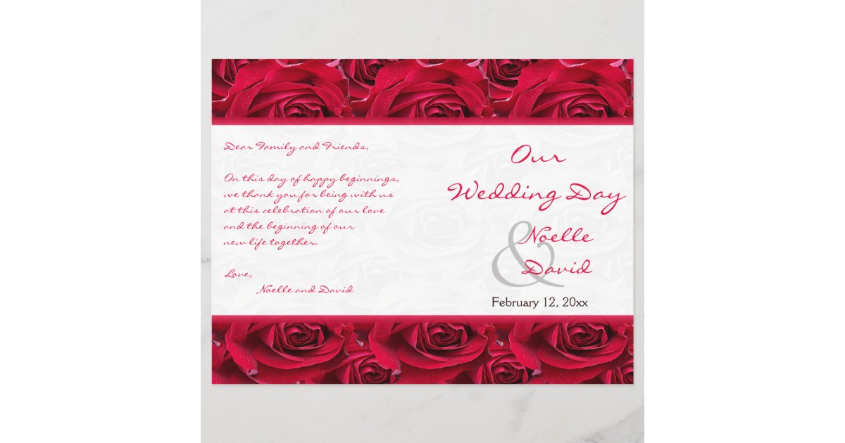 Red Roses Galore Wedding Program | Zazzle