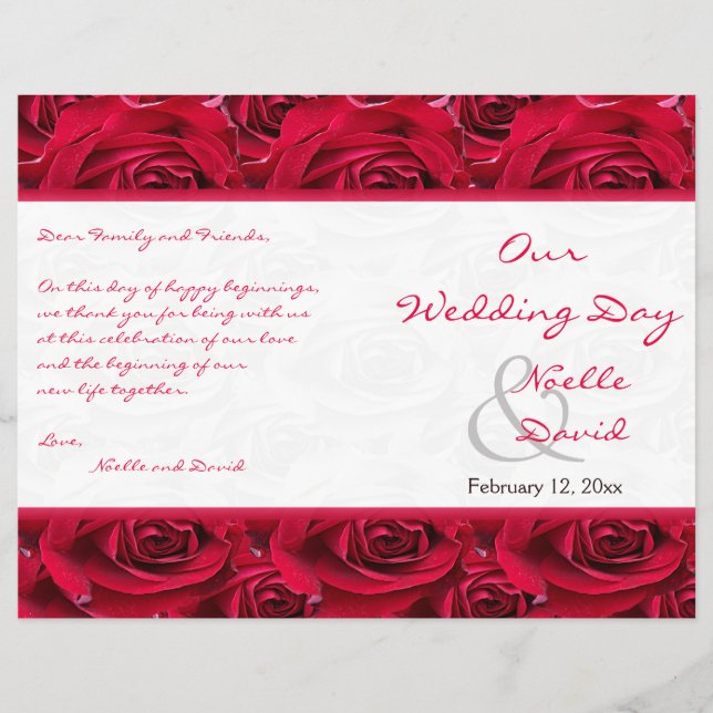 Red Roses Galore Wedding Program (Front)