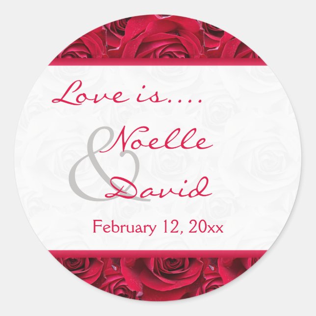 Red Roses Galore Wedding Sticker (Front)