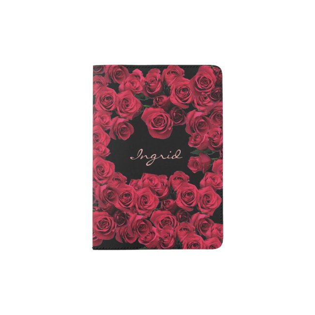 Red Roses Garden Flowers Passport Holder