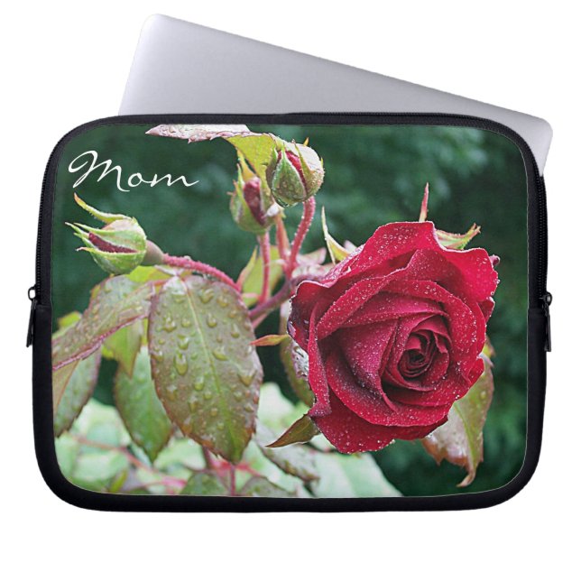 Red Roses Garden "Mom" Laptop Sleeve (Front)