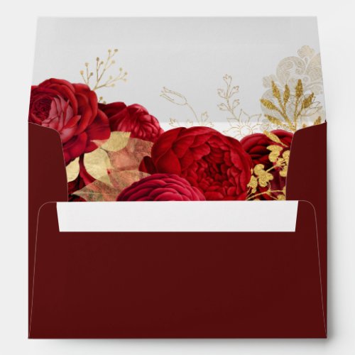 Red Roses  Gold Leaf Elegant All Occasions  Envelope