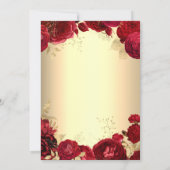 Red Roses Gold Quinceanera Invitation (Back)