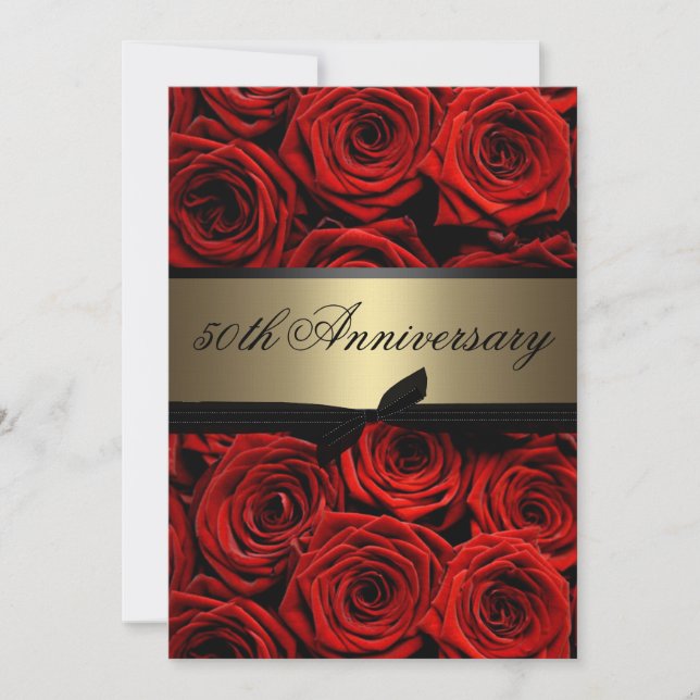 Red Roses | Golden Anniversary Invitation (Front)
