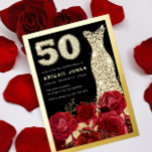 Red Roses Golden Dress 50th Birthday Party Gold Foil Invitation<br><div class="desc">Red Roses Golden Dress 50th Birthday Party Gold Foil Invitation

See other invitations in our Niche and Nest Store</div>