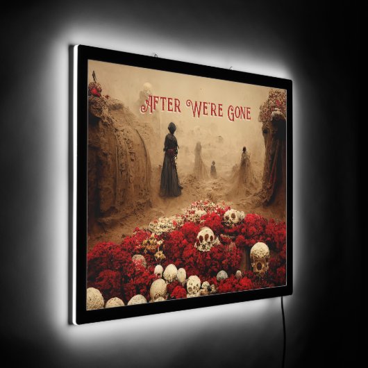 Red Roses Goth After We're Gone LED Sign (Angle)