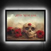Red Roses Goth After We're Gone Skull LED Sign (Front)