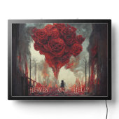 Red Roses Goth Heaven  or Hell LED Sign (Lights Off)
