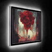 Red Roses Goth Heaven  or Hell LED Sign (Angle)