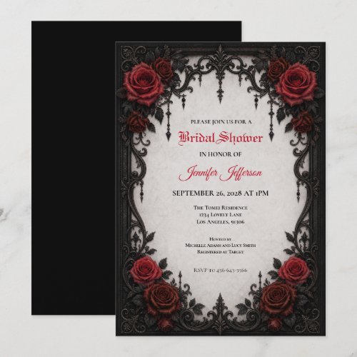 Red Roses Gothic Bridal Shower invitation