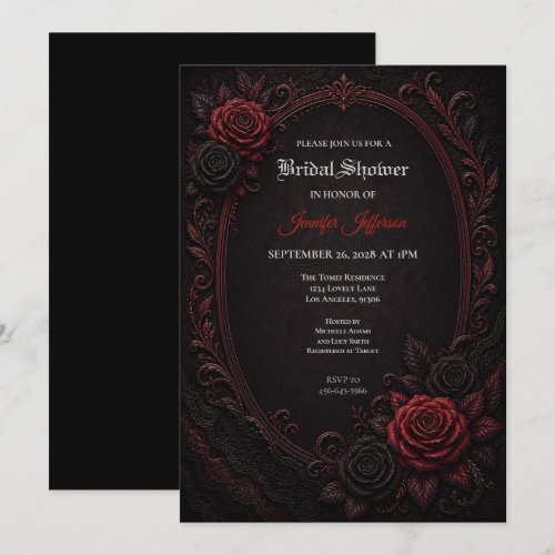 Red Roses Gothic Bridal Shower invitation